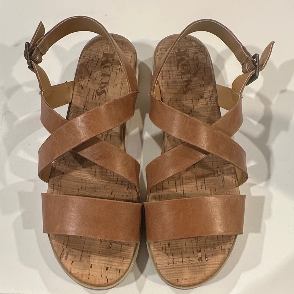 Korks Leather Brown Strappy Sandals